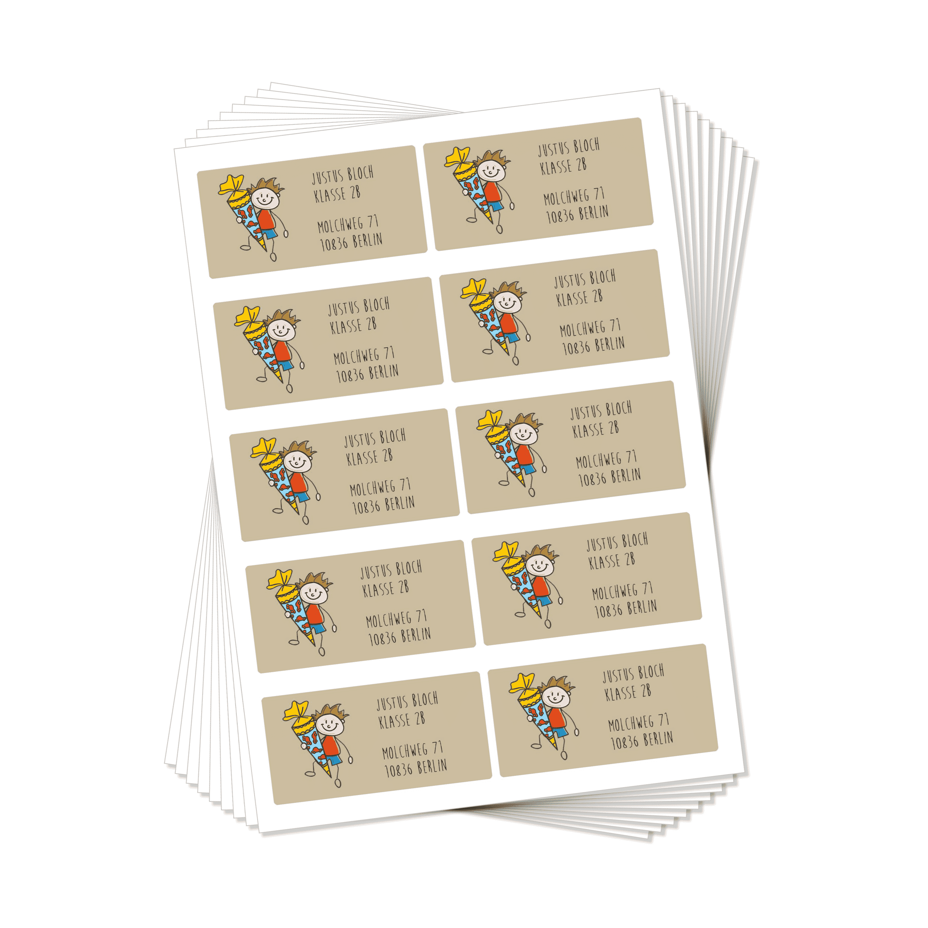 Personalisierte Adressaufkleber / Namensaufkleber für Schule, Kita & Co. (50x25 mm/100 Stück) - kinder-druckerei.de