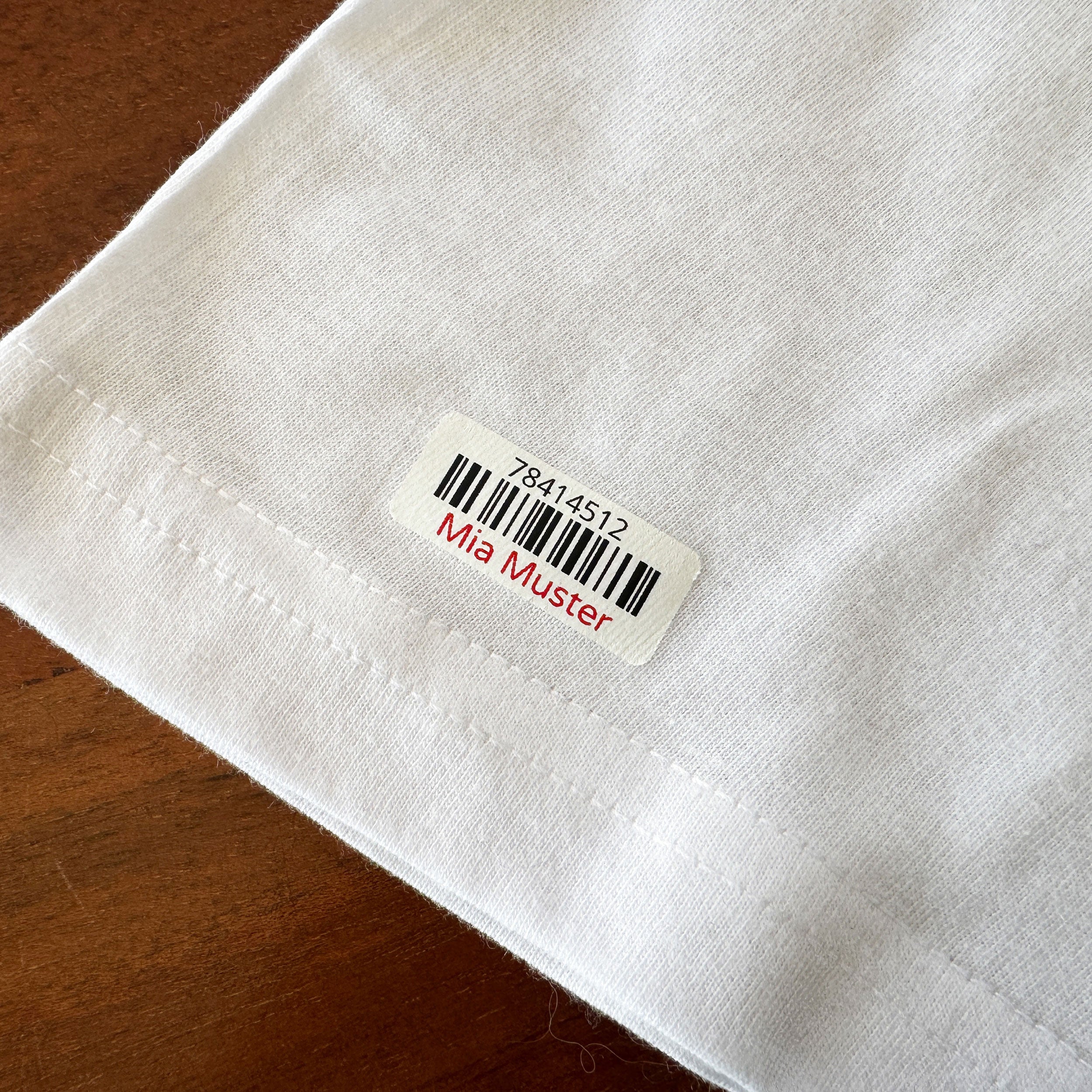 Bügeletiketten Barcode mit Name