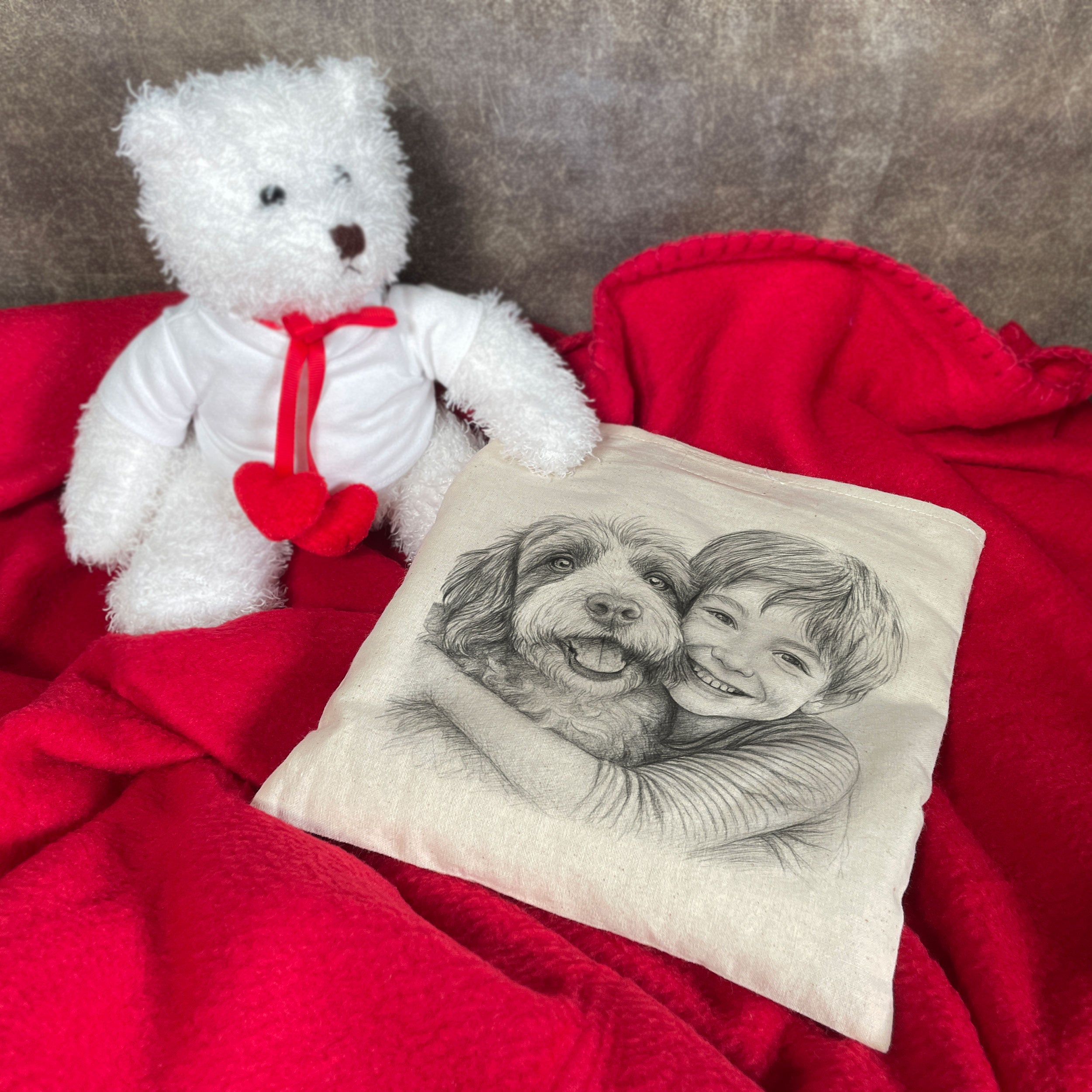 Kirschkernkissen mit Bleistiftzeichnung & Text - kinder-druckerei.de