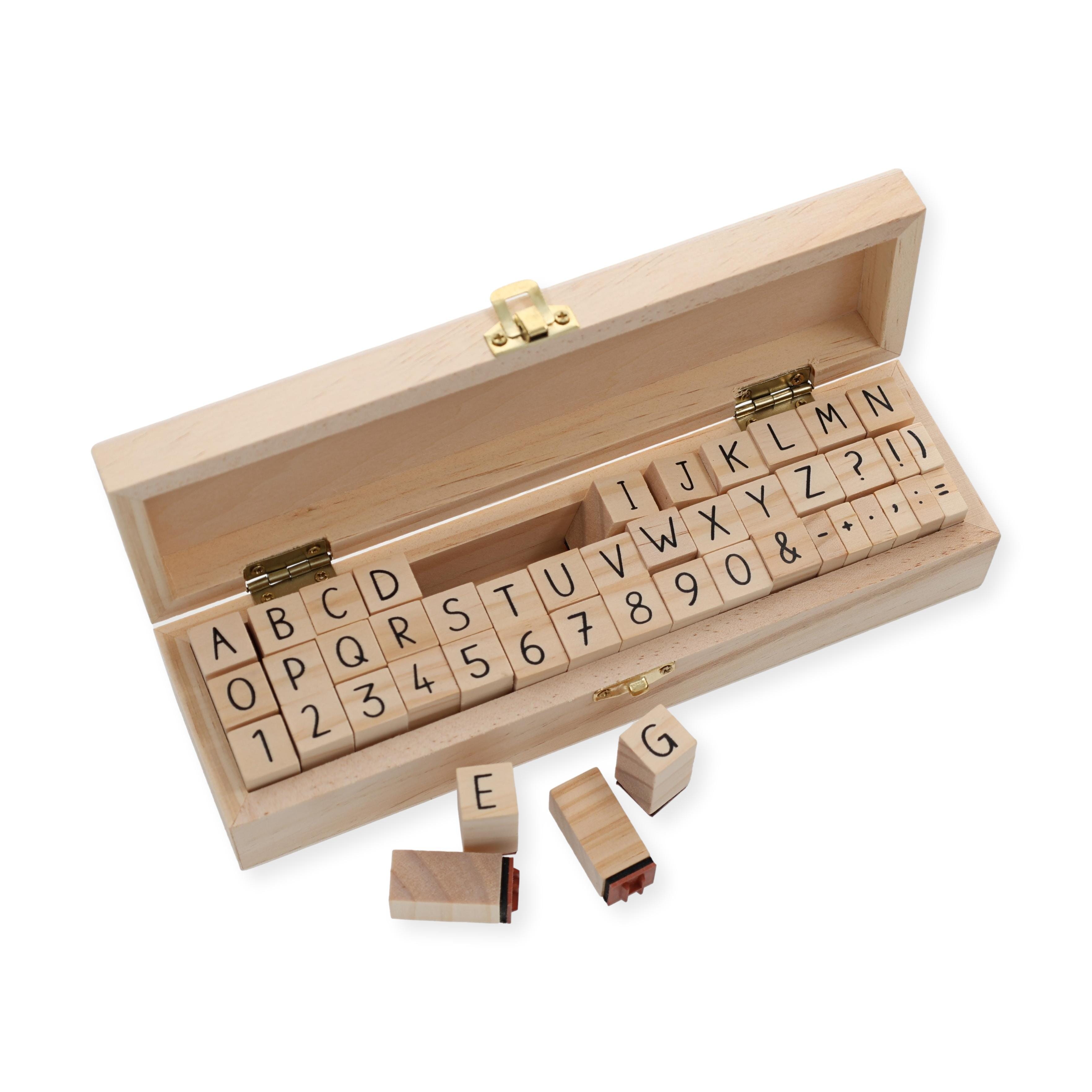 Alphabet Stempel-Set (46 Stempel in Holzbox) - kinder-druckerei.de