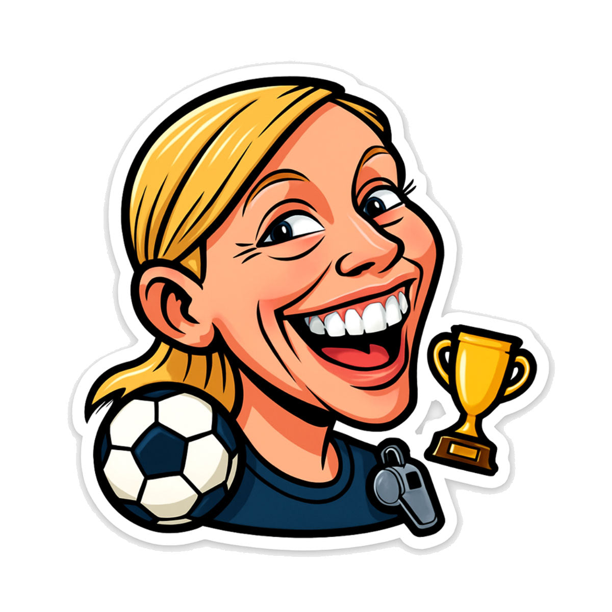 Fußball-Fan Karikatur-Sticker nach Foto – personalisierte Aufkleber konturgeschnitten - kinder-druckerei.de