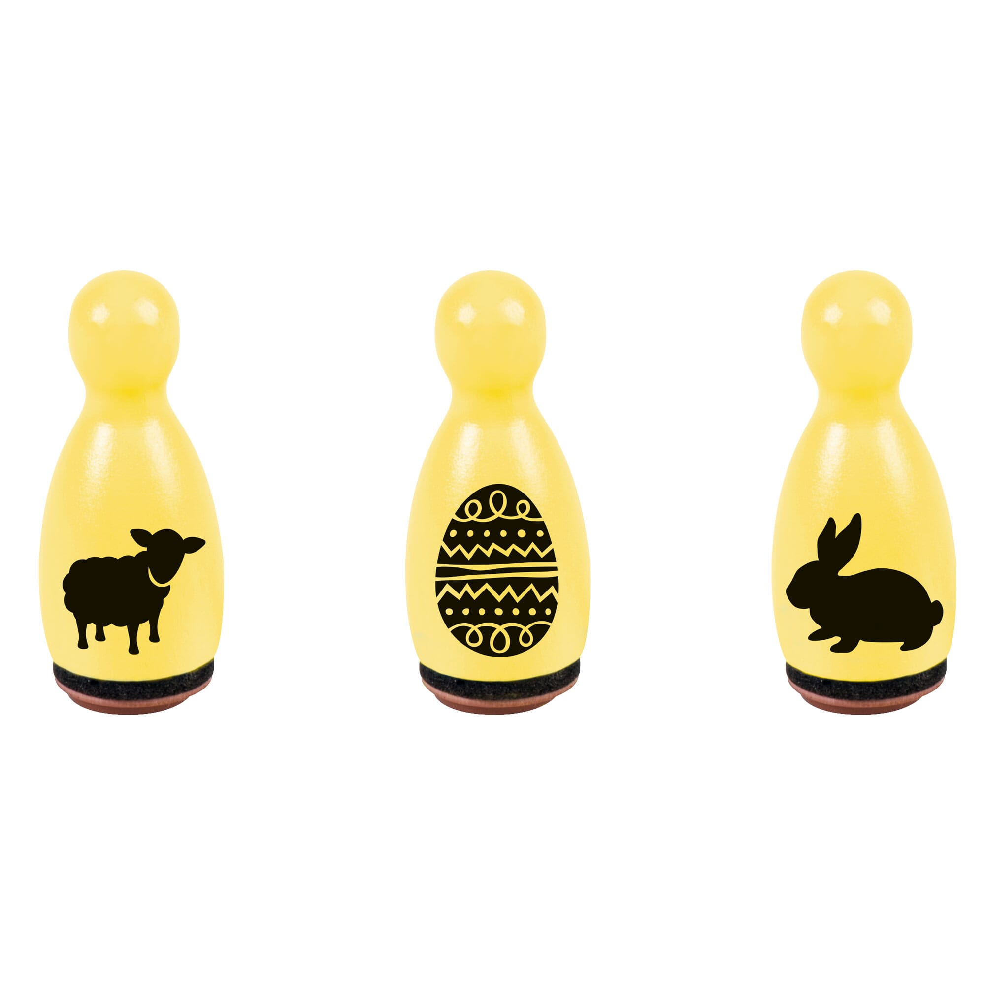 Heyda Holzstempel-Set Ostern Gelb mit Hase, Osterei und Lamm – kinder-druckerei.de