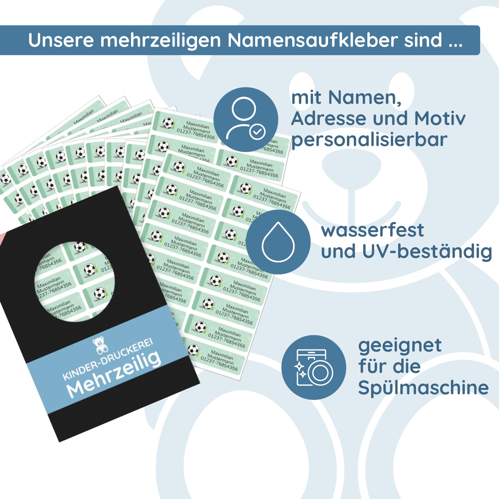 Mehrzeiliger Aufkleber mit Name und Adresse