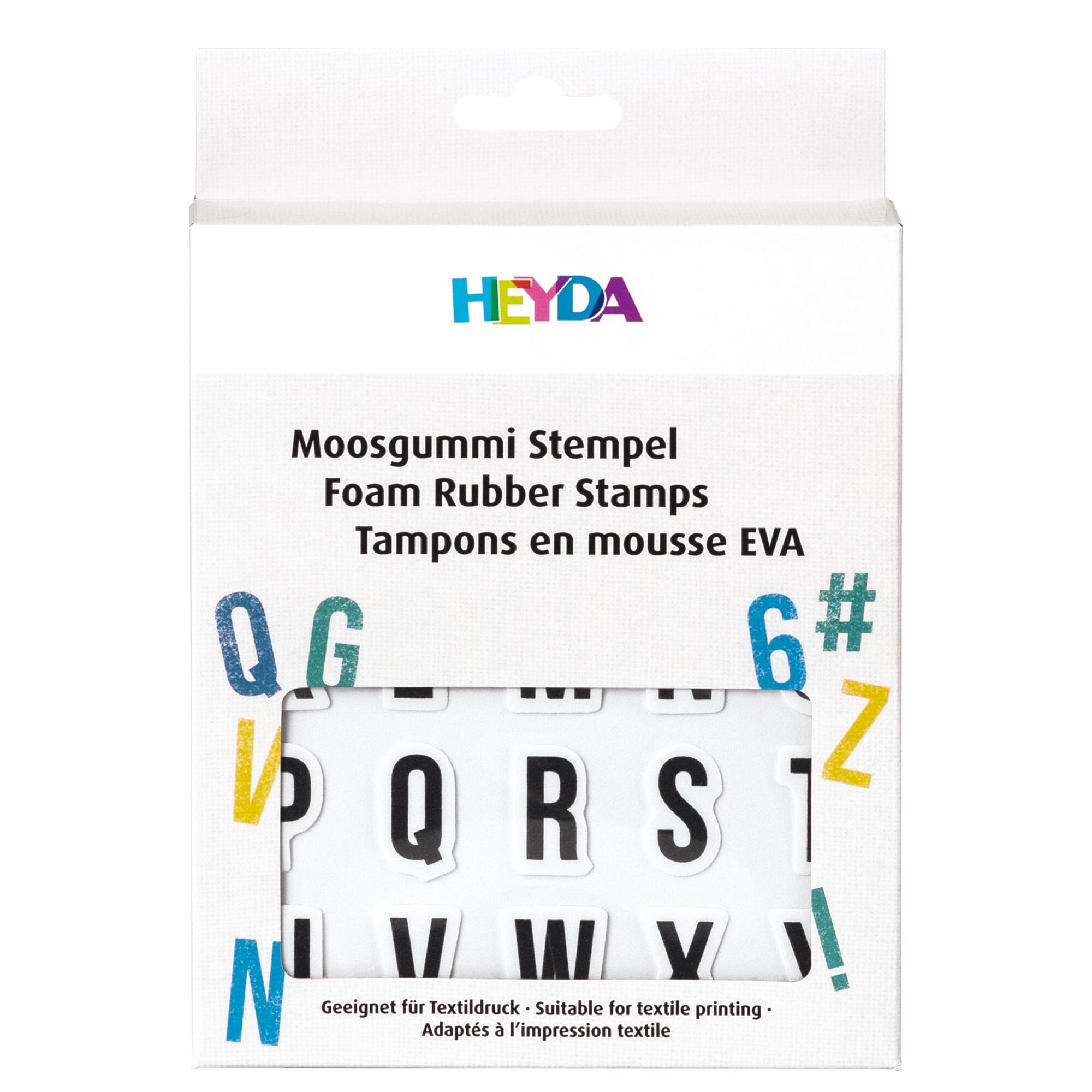 Heyda Moosgummi Stempel-Set Alphabet & Zahlen 2 mit 52 Motiven – kinder-druckerei.de