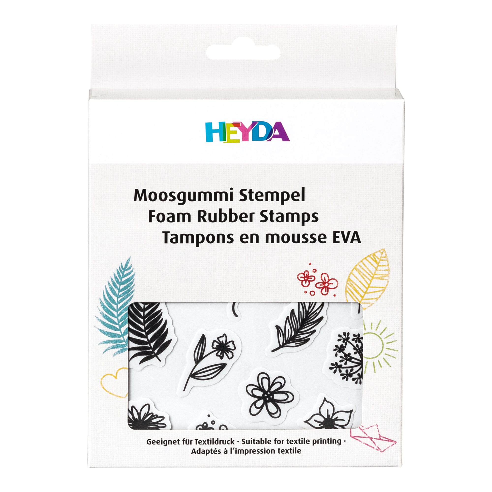 Heyda Moosgummi Stempel-Set Ornamente mit 39 Motiven (15–45 mm) – kinder-druckerei.de