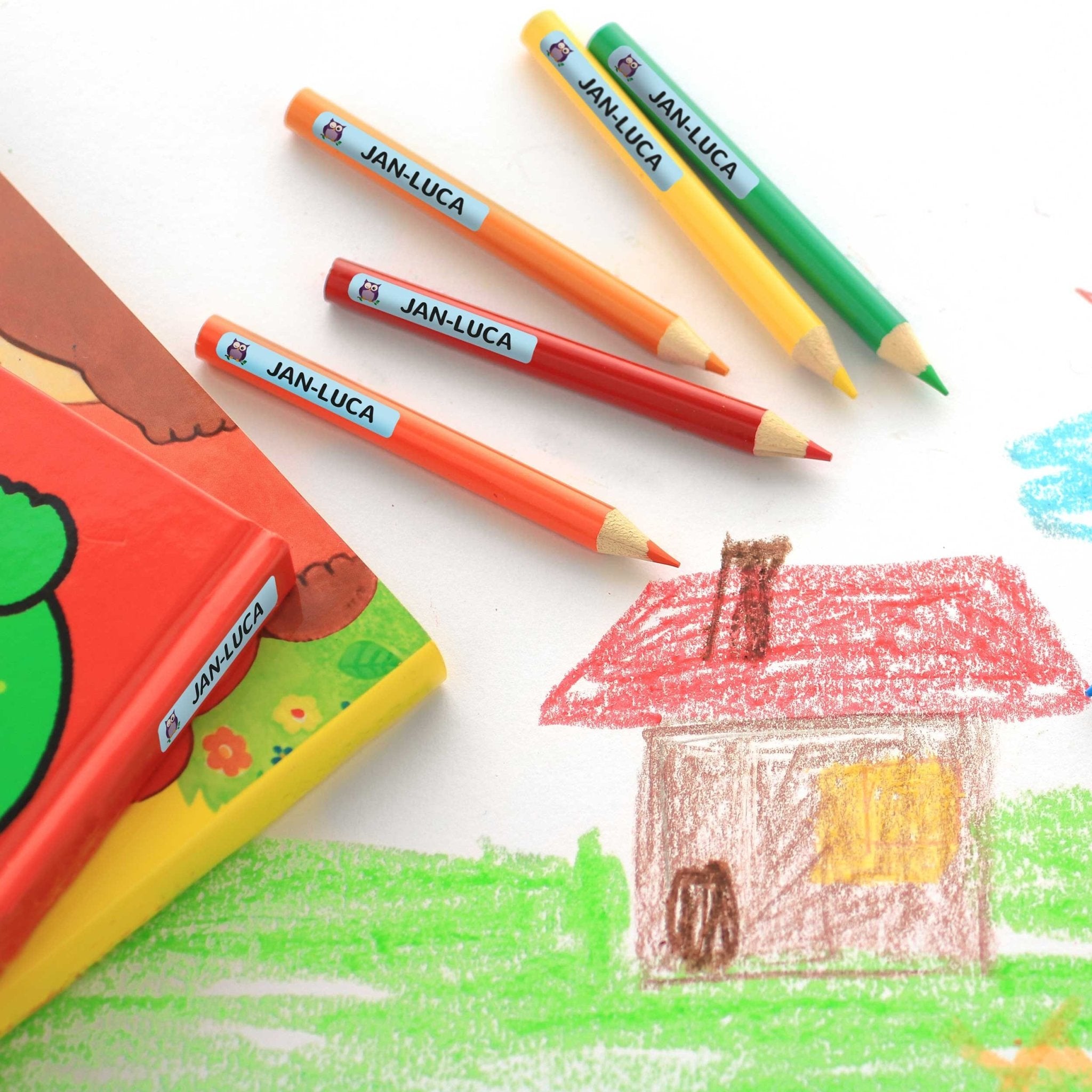 Mini Namensaufkleber / Stiftaufkleber für Kinder Größe S (215 Aufkleber 40x6 mm) - kinder-druckerei.de