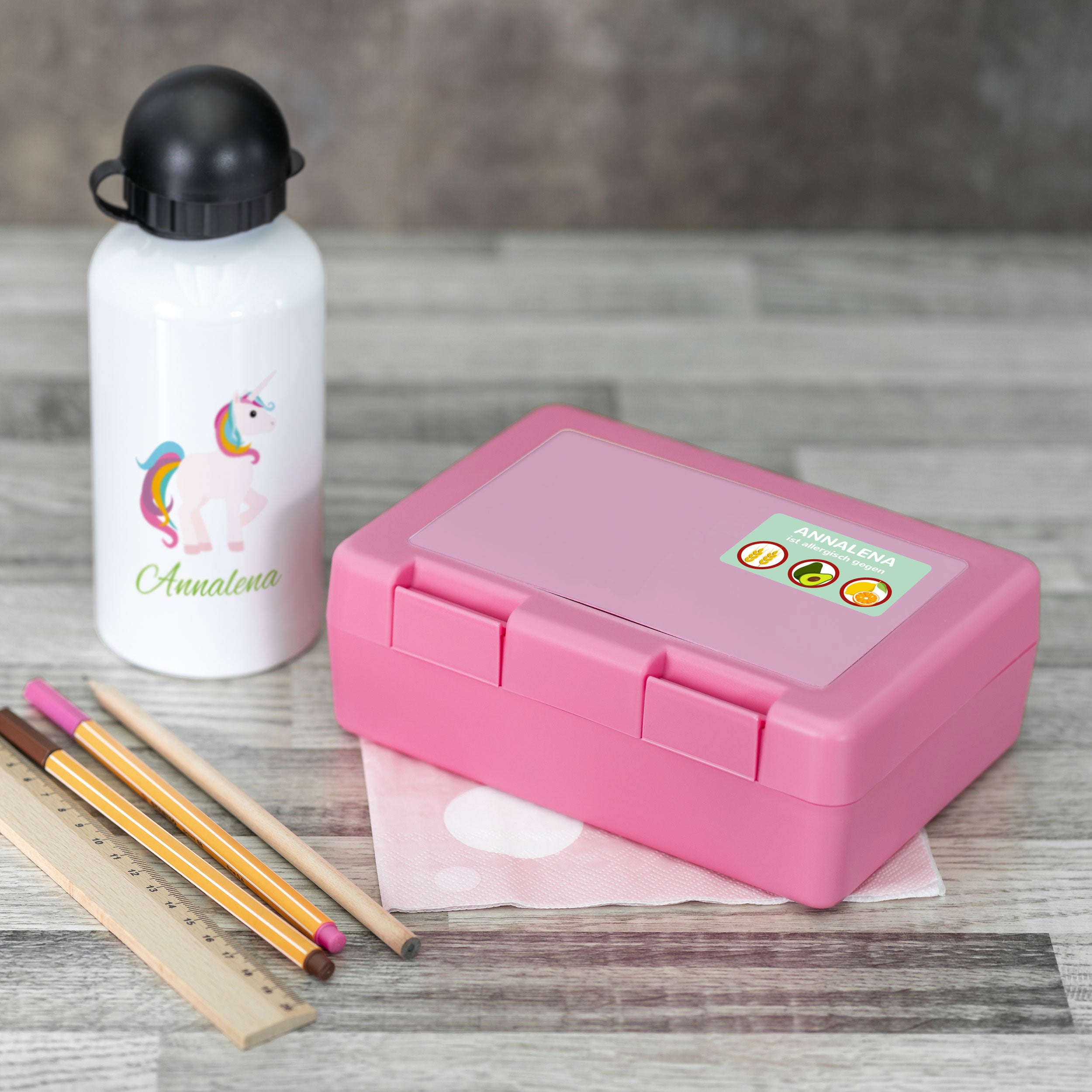 Aufkleber "Allergien & Unverträglichkeiten" inkl. Individualisierung (100 Stück - 47x26 mm) - kinder-druckerei.de