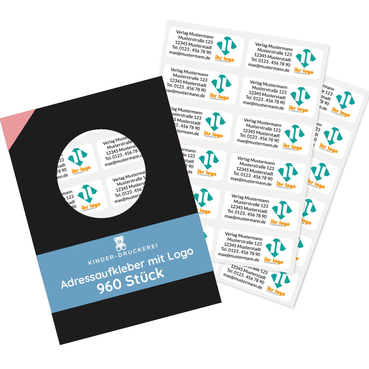 Individuelle Adressaufkleber 50x20 mm mit Logo - kinder-druckerei.de