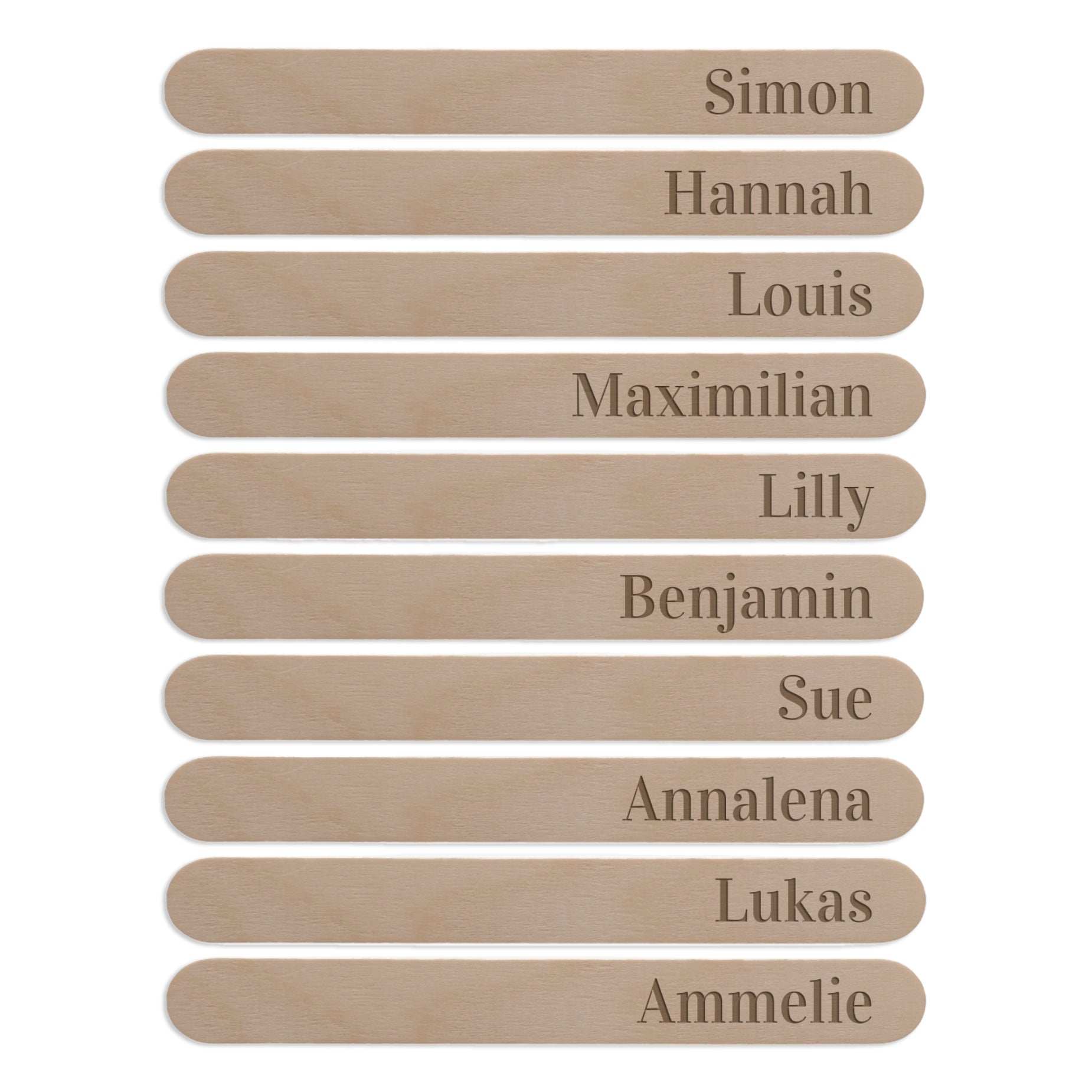 Eisstiele Holz, Pflanzenschilder, Bastelhölzchen mit individueller Gravur (10 Stück) - kinder-druckerei.de