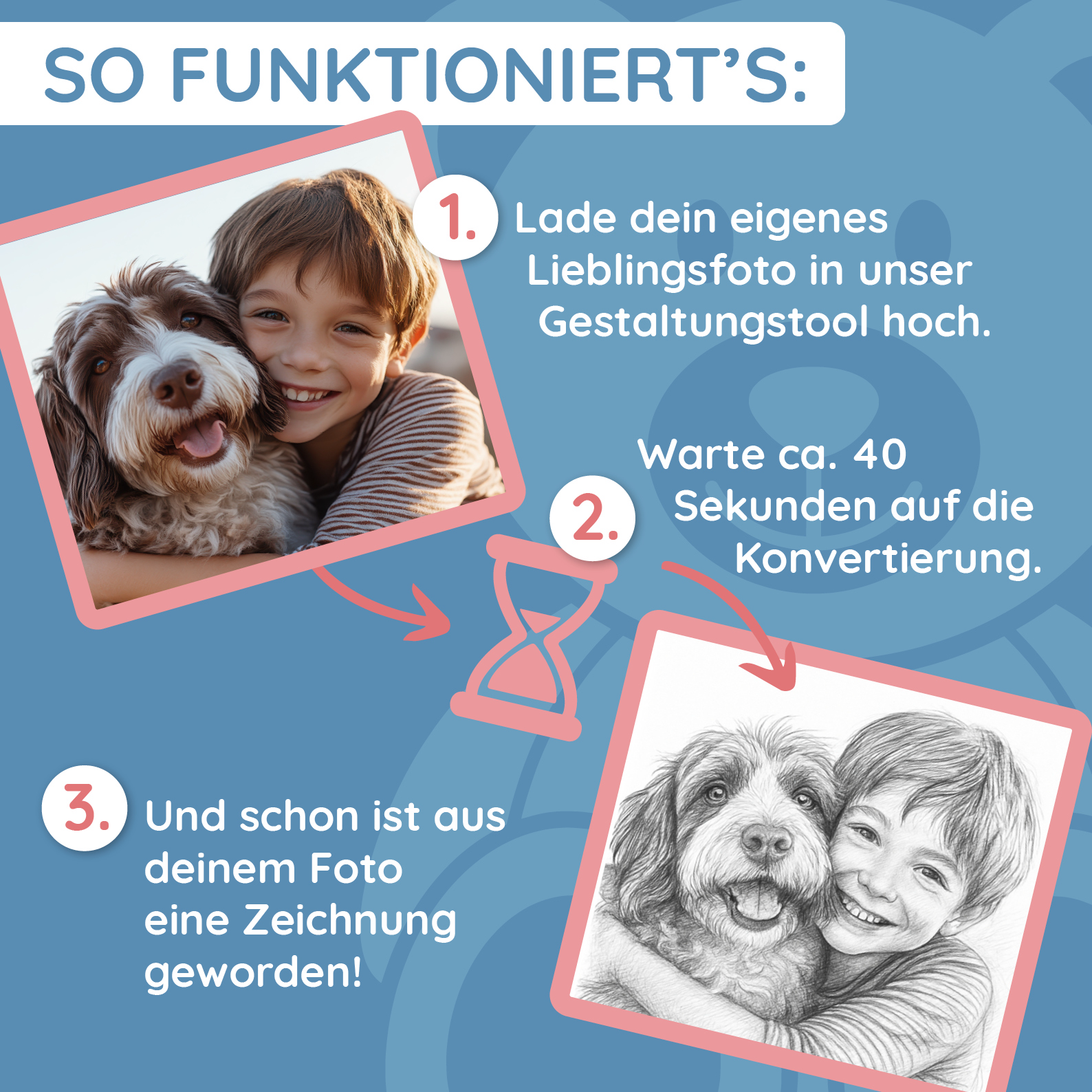 Schürze mit Bleistiftzeichnung & Text - kinder-druckerei.de