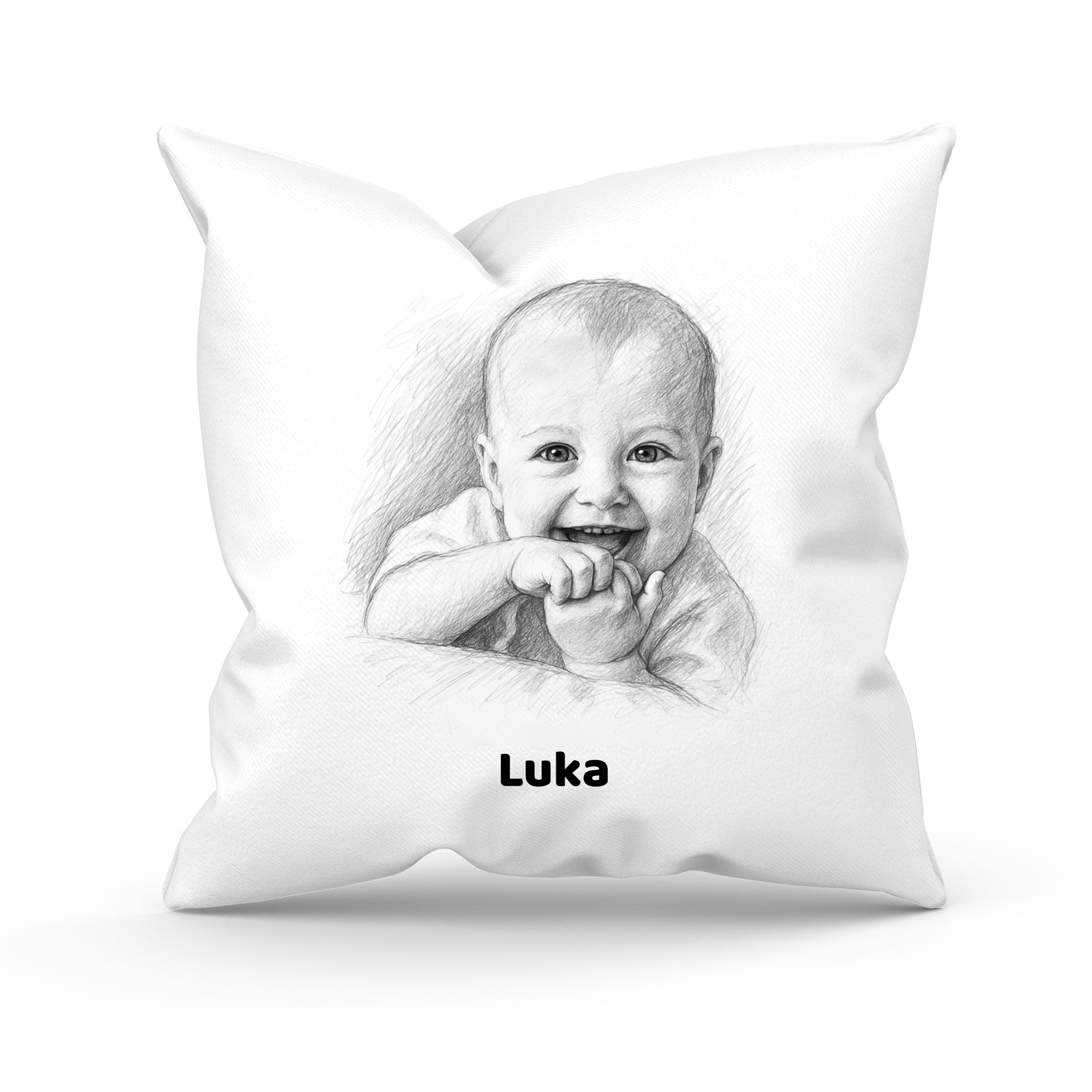 Pillow Cover with Pencil Drawing