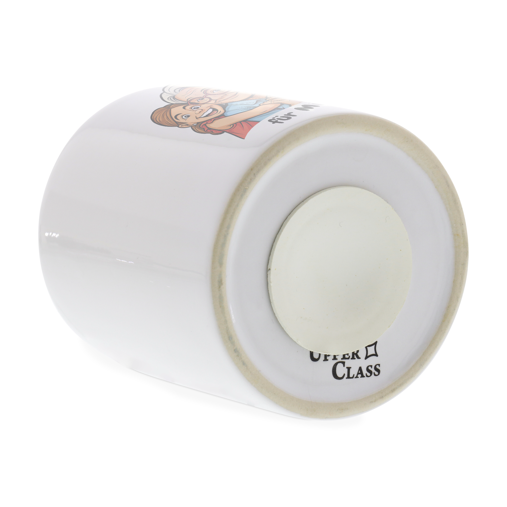 Tirelire avec caricature et texte personnalisé