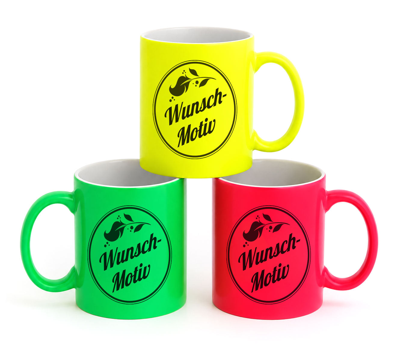 Keramiktasse Neon mit individuellem Schwarzdruck