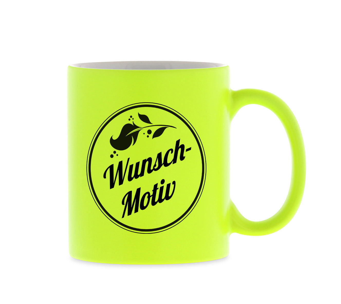 Keramiktasse Neon mit individuellem Schwarzdruck