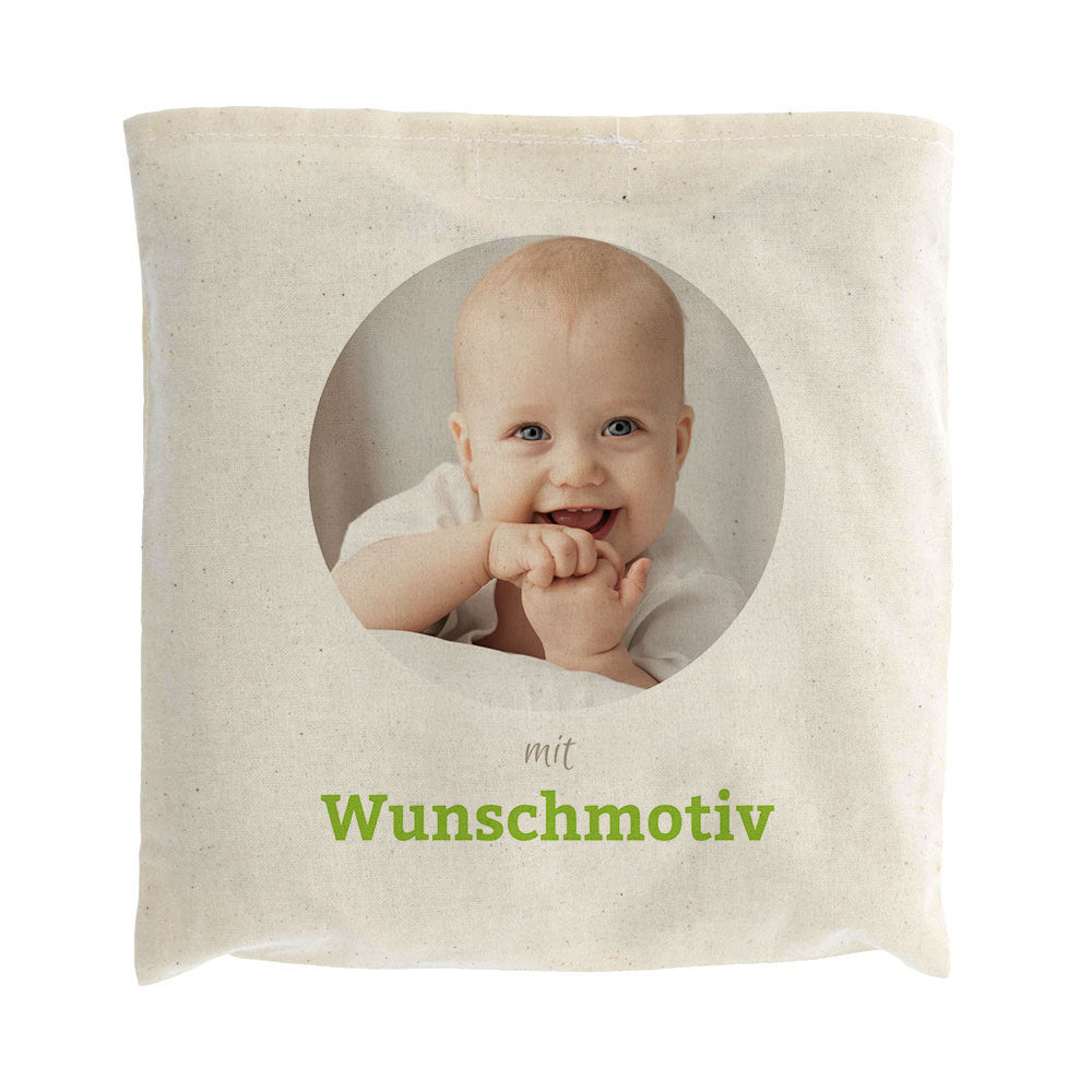Cherry pit pillow with custom print