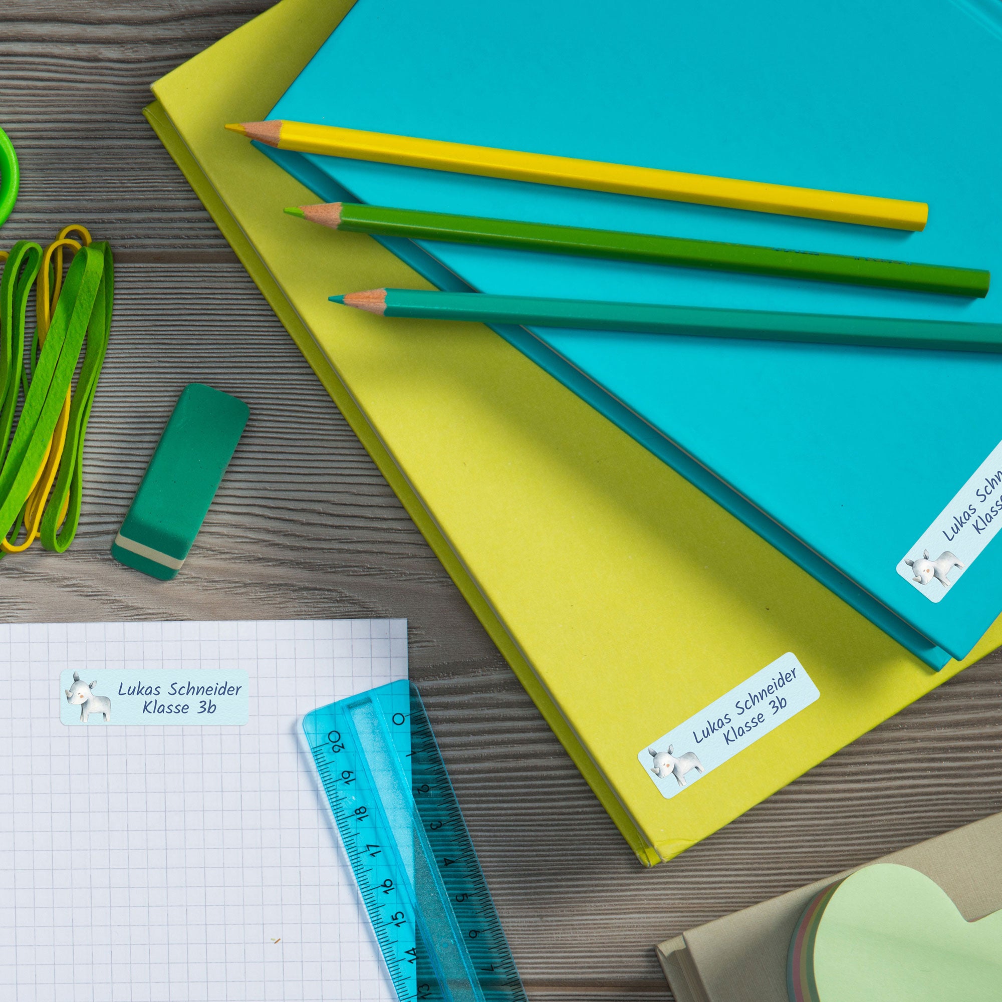 Mehrzeilige Namensaufkleber Aquarell (110 Stück 50x15 mm) - kinder-druckerei.de