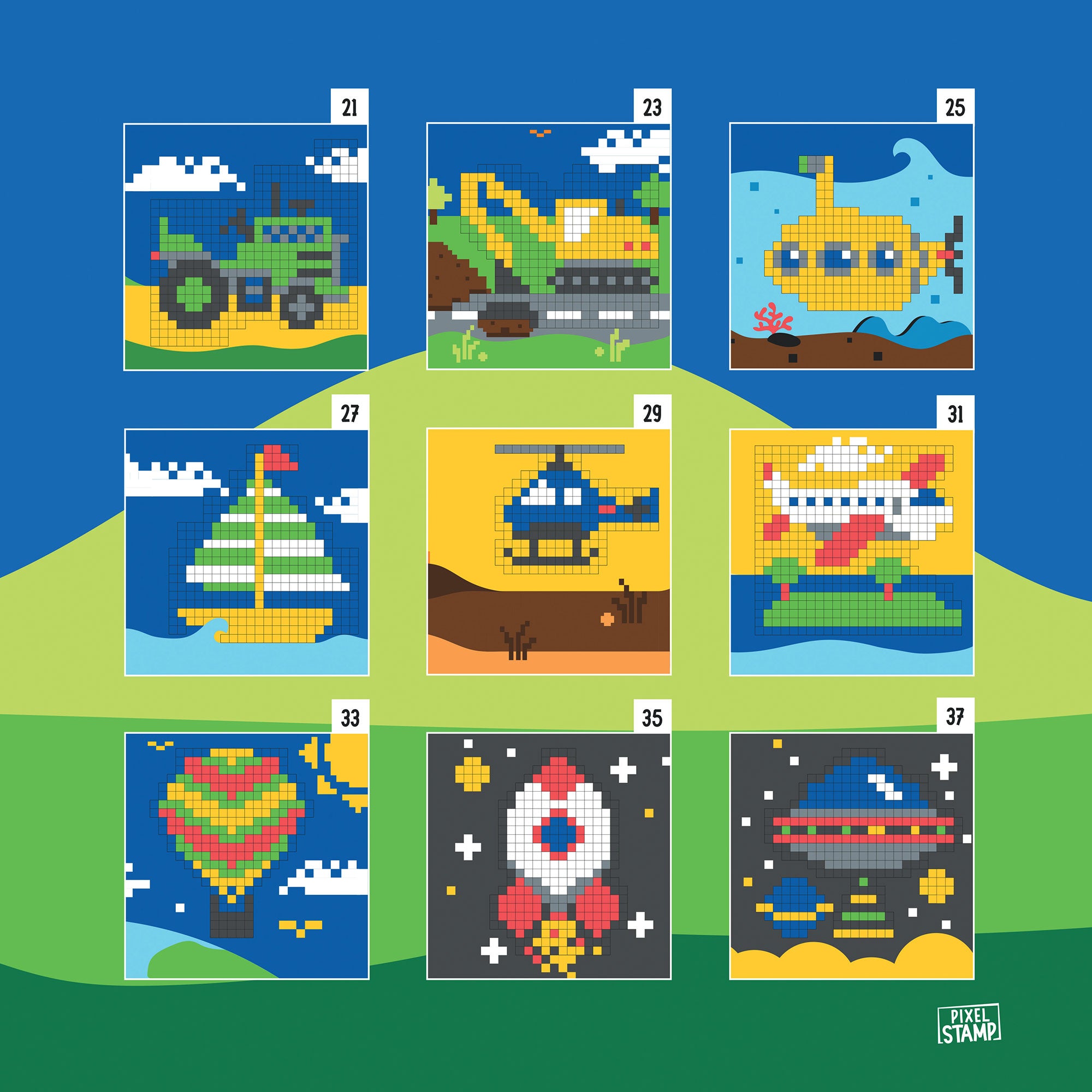 Trodat Pixel Stamps Set – Véhicules