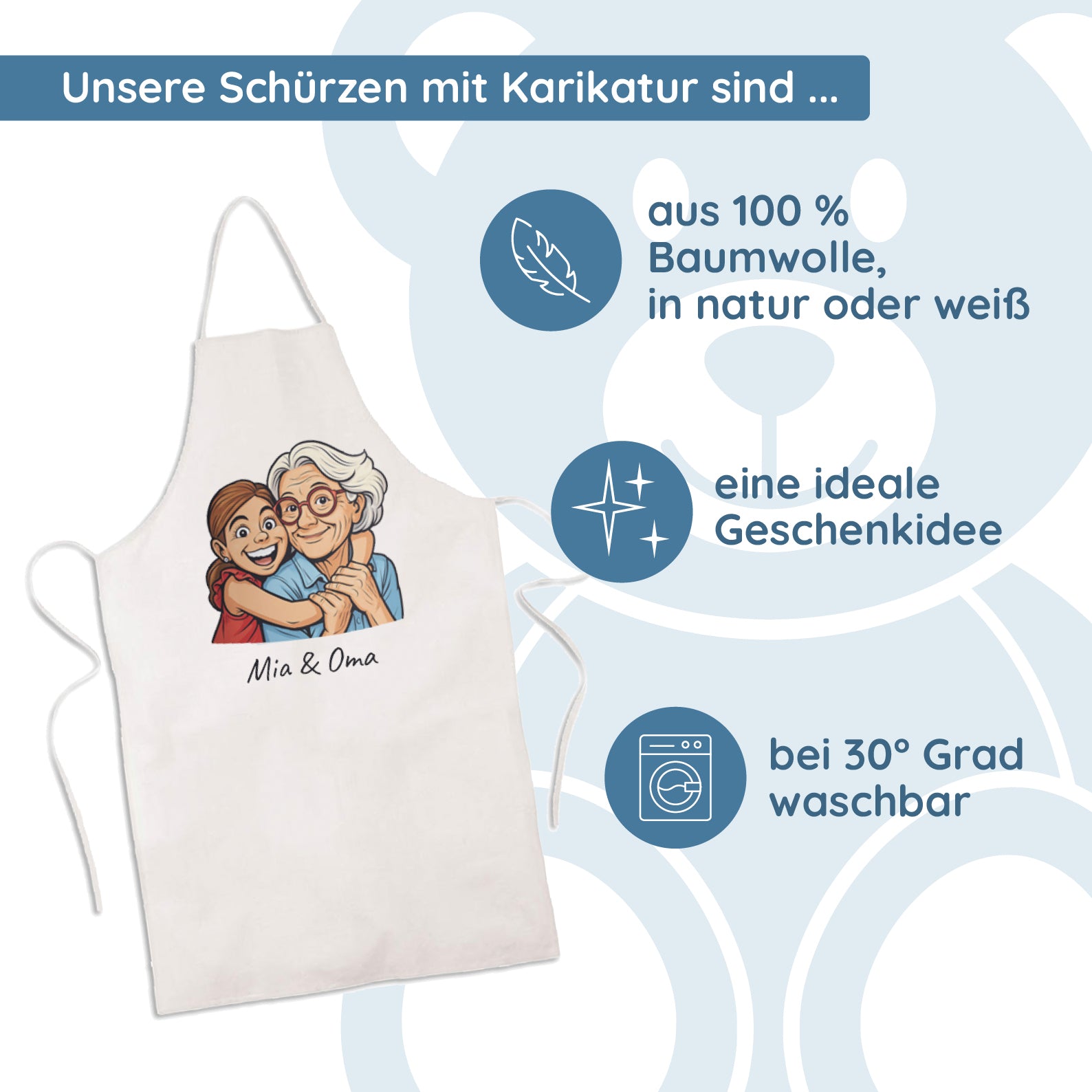 Schürze mit Karikatur & Text
