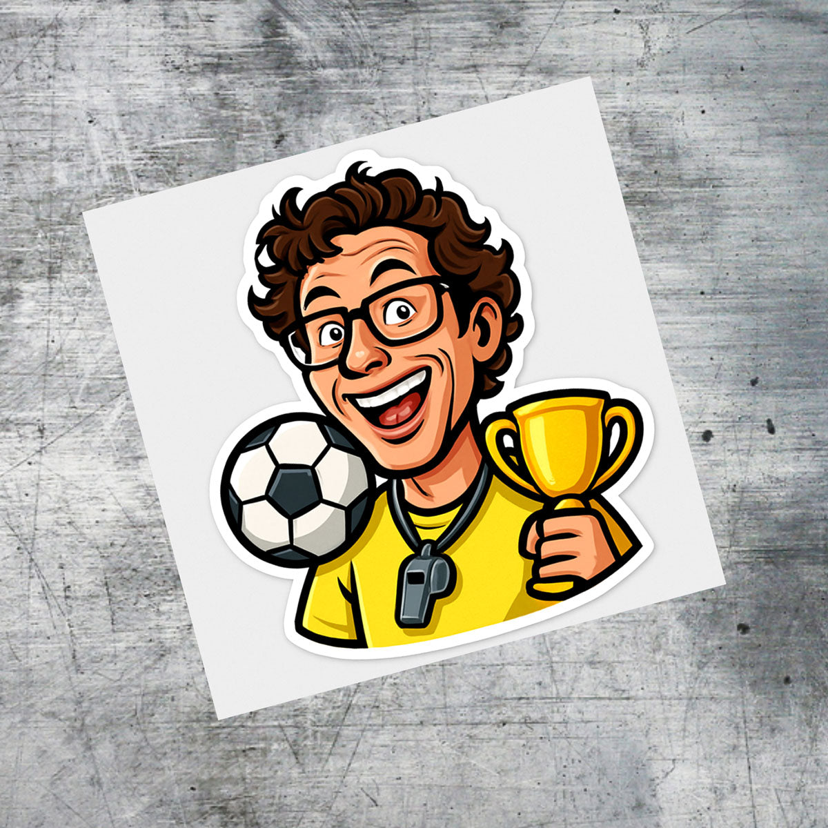 Fußball-Fan Karikatur-Sticker nach Foto – personalisierte Aufkleber konturgeschnitten - kinder-druckerei.de