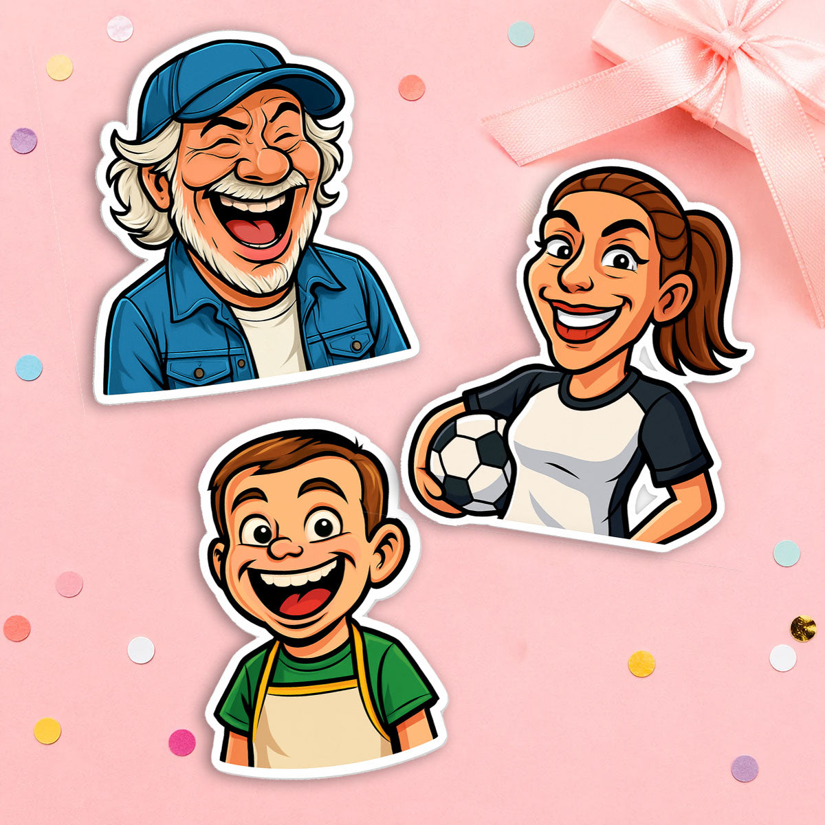 Karikatur-Sticker nach Foto – personalisierte Aufkleber konturgeschnitten - kinder-druckerei.de