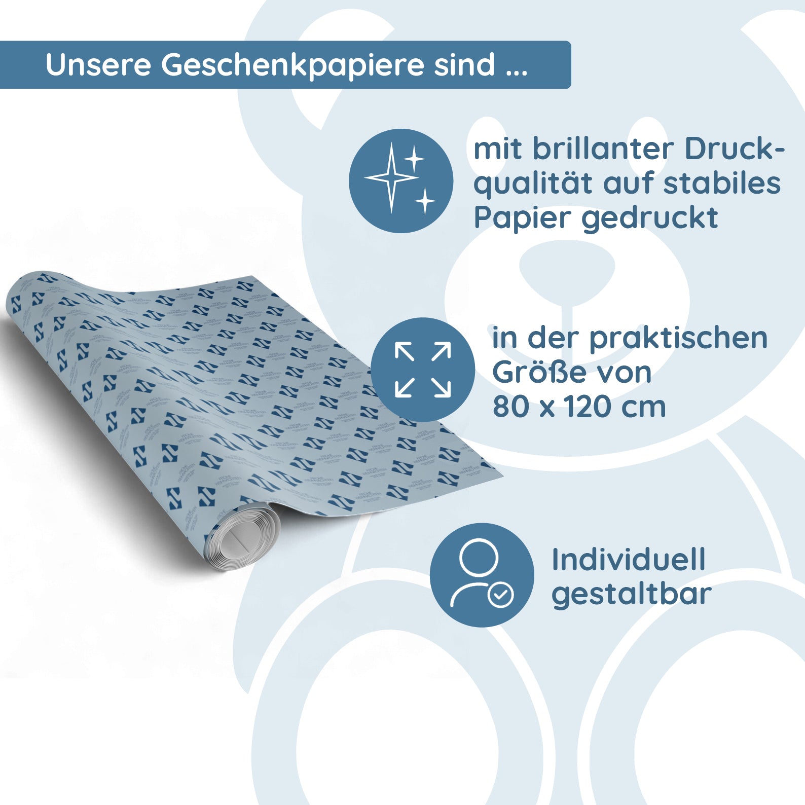 Geschenkpapier mit individuellem Druck - kinder-druckerei.de