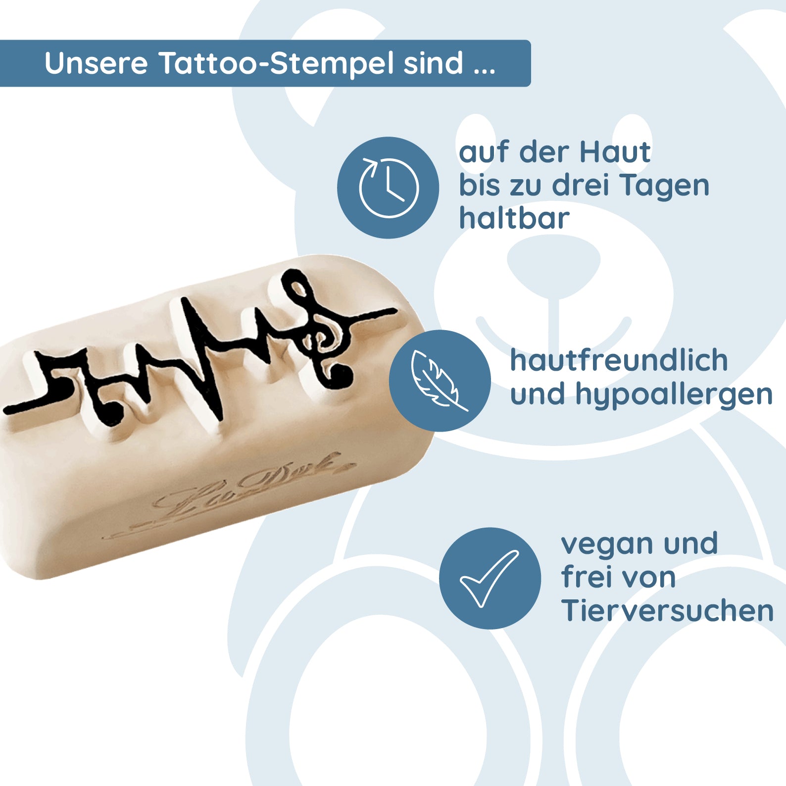 LaDot Stein "Lebenslinie" (2,5 x 5 cm) - Temporärer Tattoo Stempel - kinder-druckerei.de