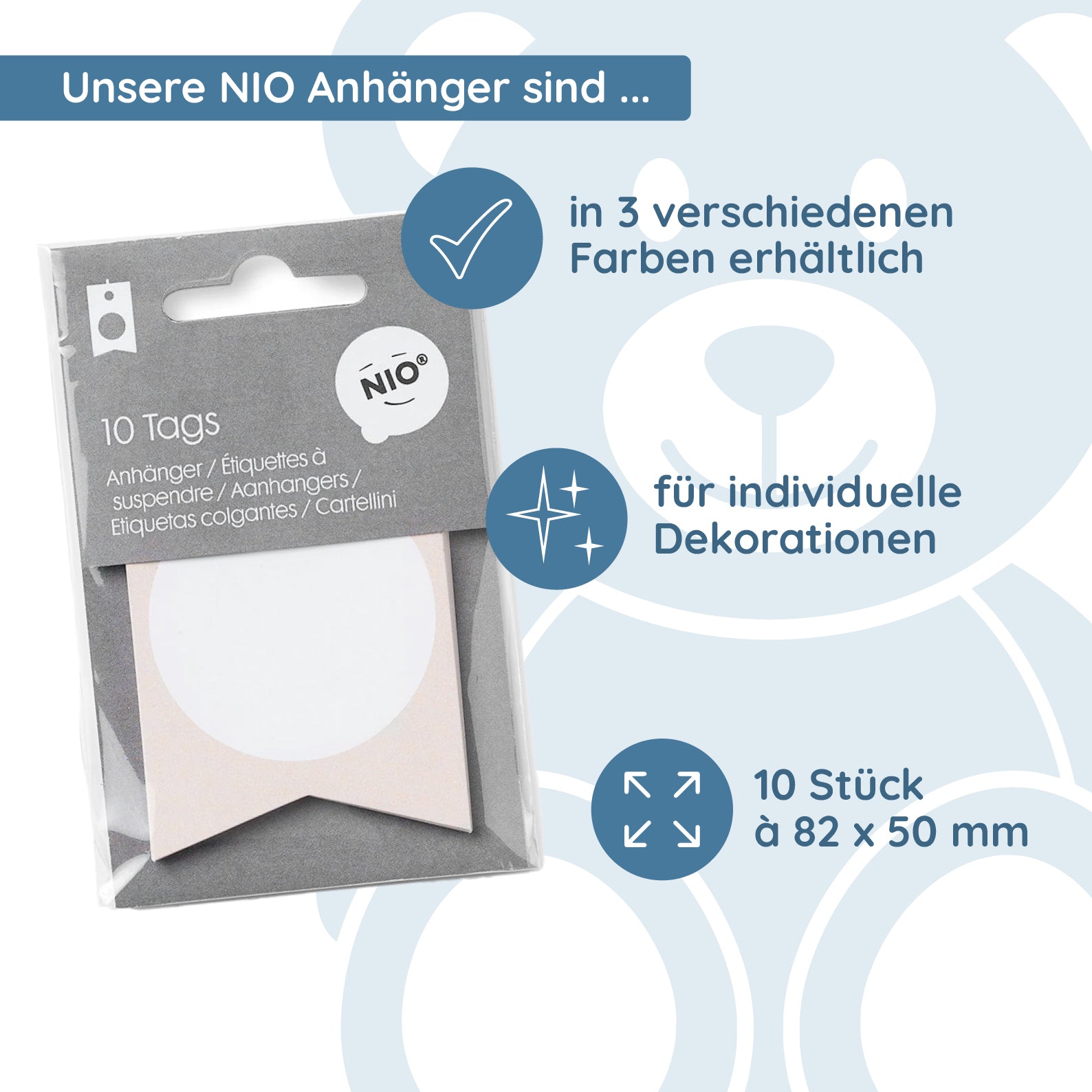 NIO Anhänger Craft (82x50 /200 mm - 10 Stück) - kinder-druckerei.de