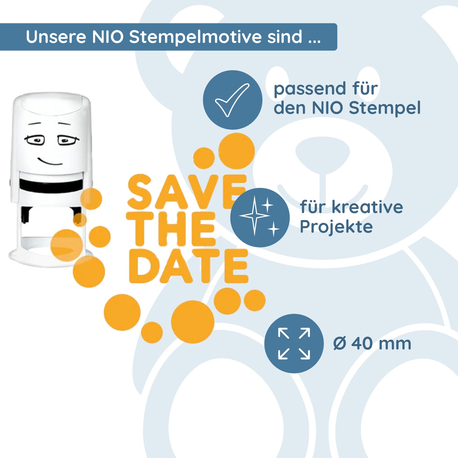 NIO Stempelmotiv - save the date-dots - kinder-druckerei.de