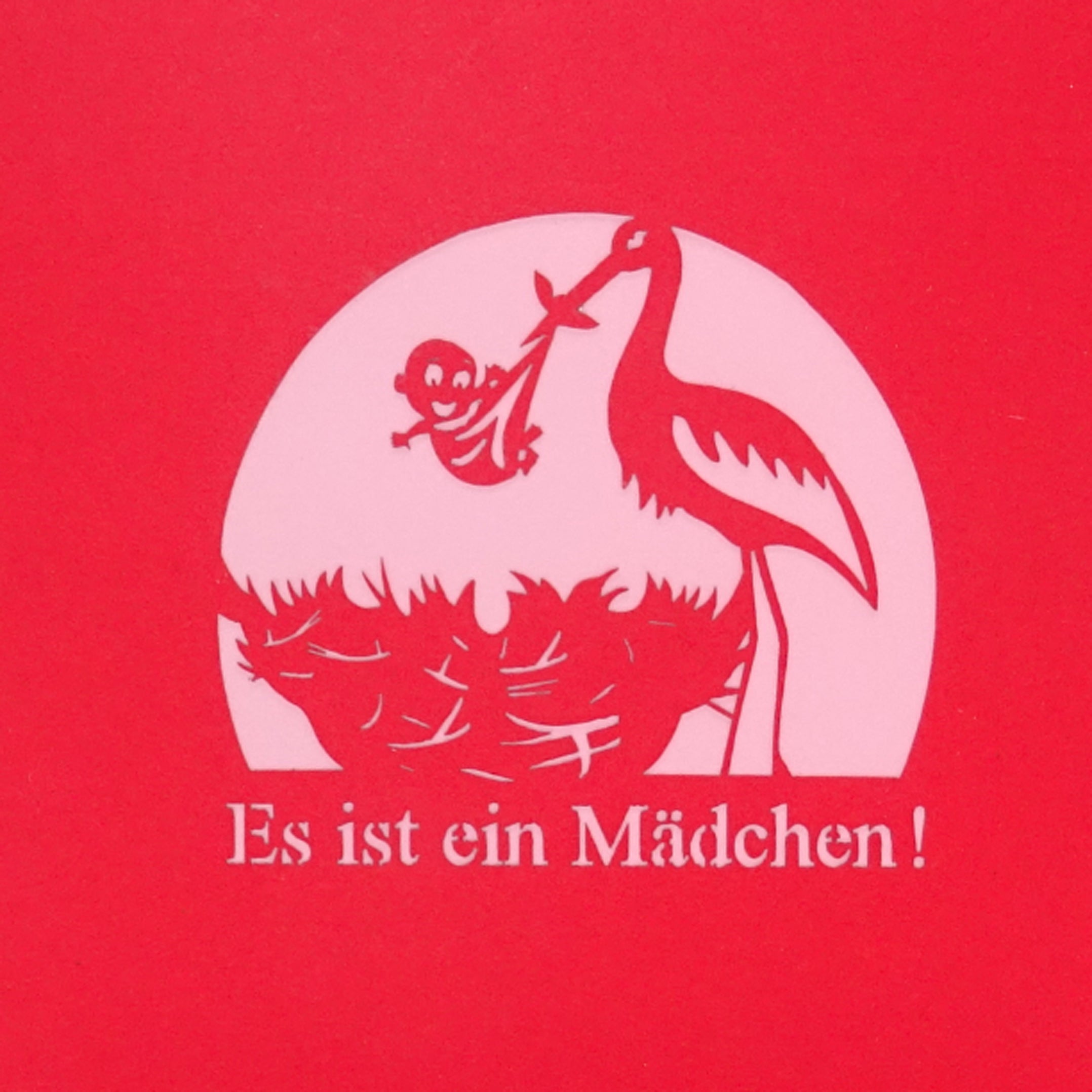 Colognecards Pop-Up Karte Storch - Geburt Mädchen