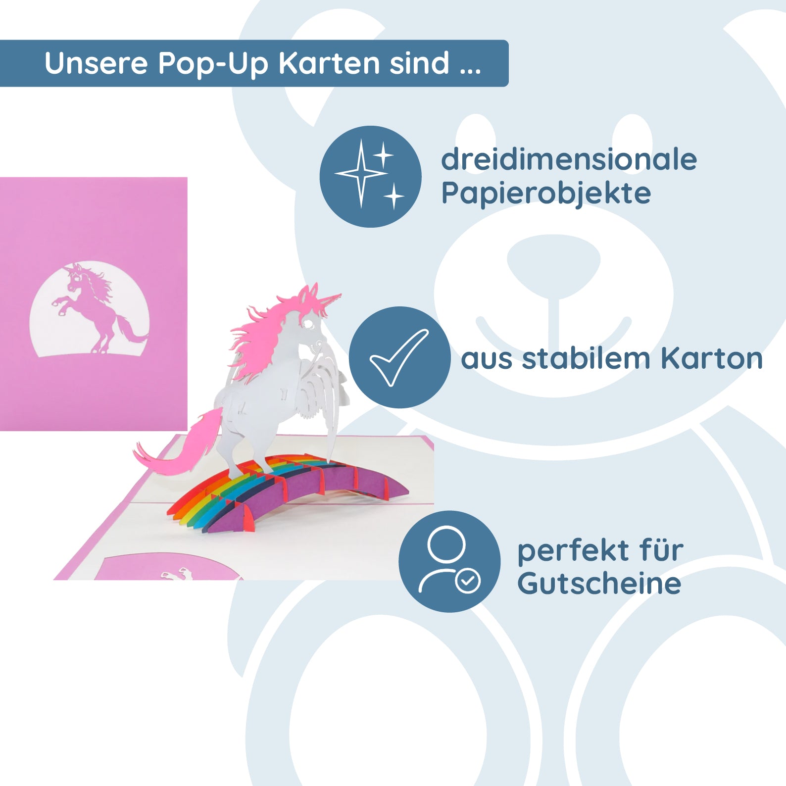 Colognecards Carte Pop-Up Licorne