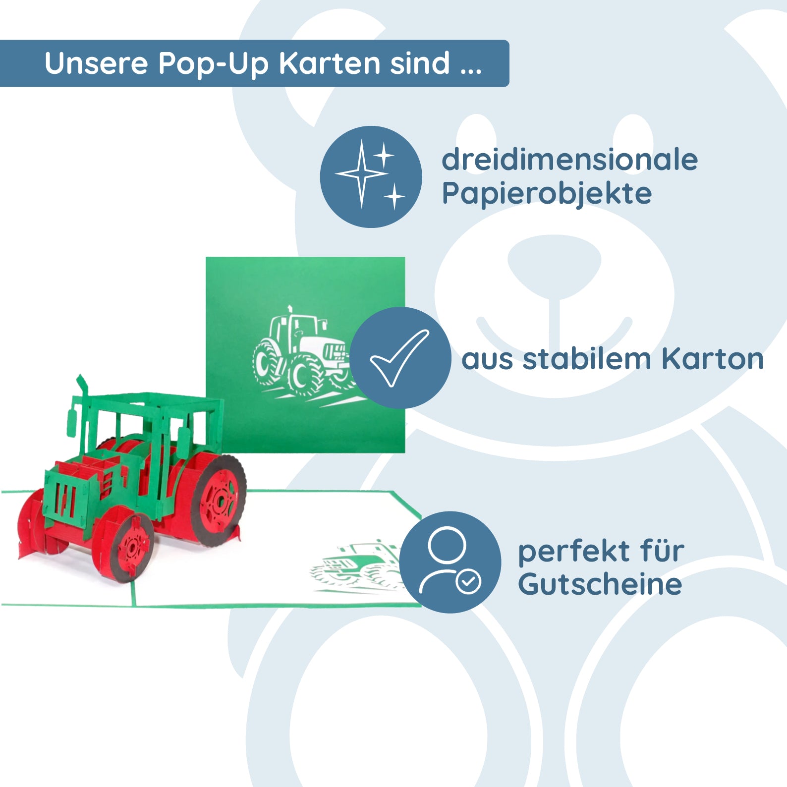 Colognecards Carte Pop-Up Tracteur