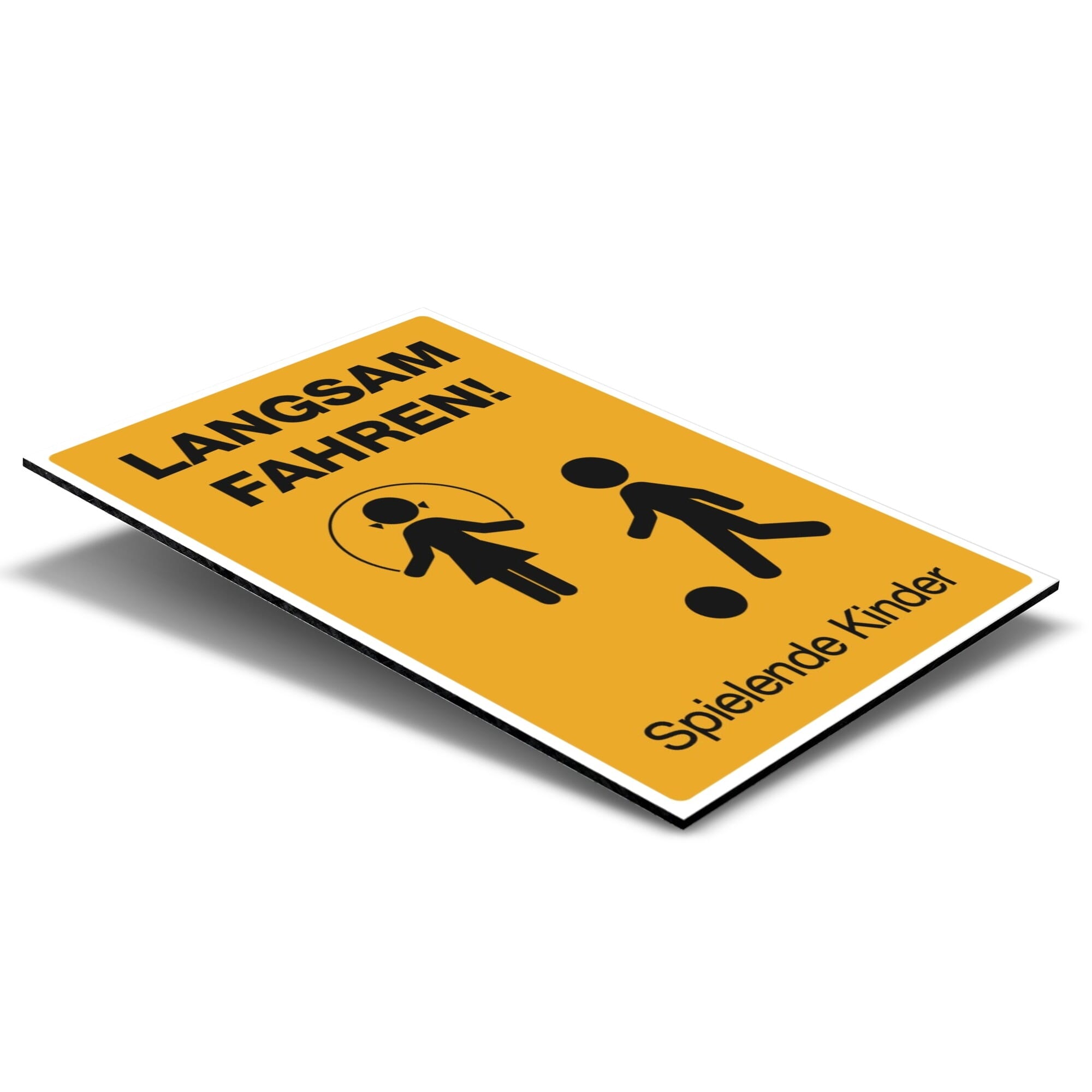 Schild - Langsam Fahren ! Spielende Kinder (mit Piktogramm) - adressaufkleber-fabrik.de