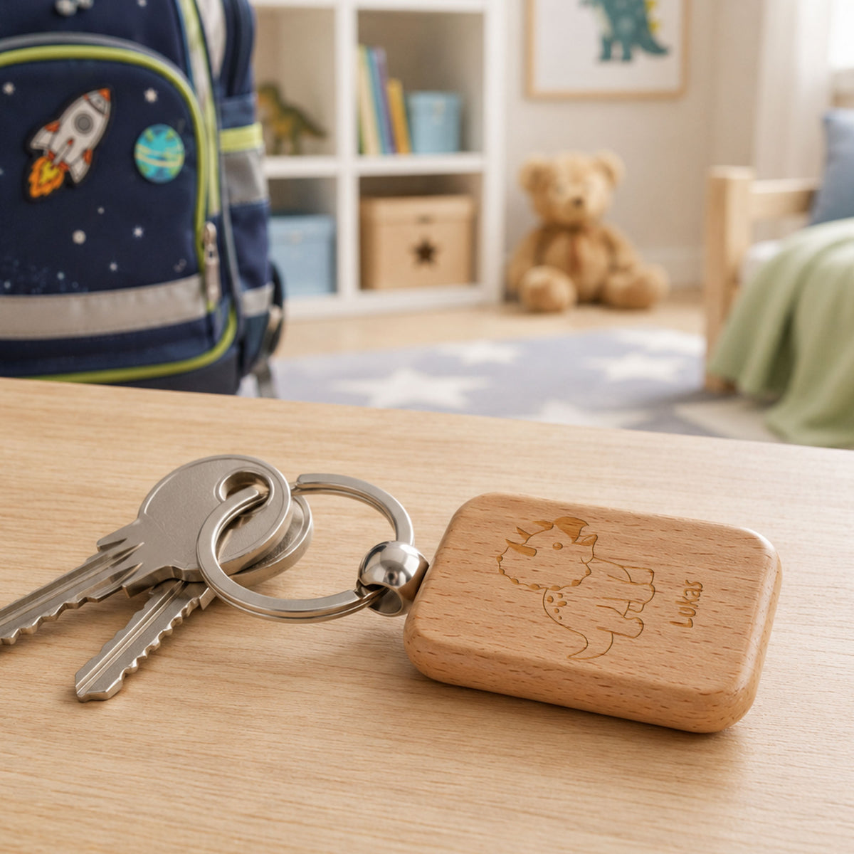 Holz Schlüsselanhänger mit Gravur – individuell gestalten - kinder-druckerei.de